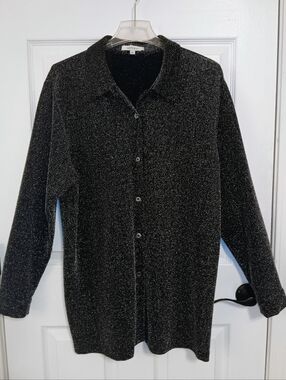 Karen Kane Sparkle Button-Up Tunic Blouse Top